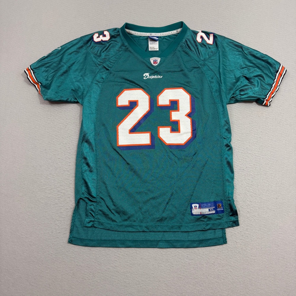 Reebok Jersey Kids XL Teal Ronnie Brown 23 Miami Dolphins NFL Mesh V-Neck